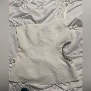 Zara White One-Shoulder Top